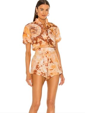 S/W/F Puff Sleeve Romper Linen Revolve Size Small